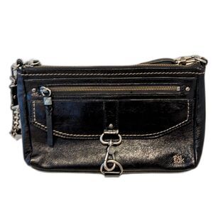 The Sak Black Leather Ventura Onyx Clutch / Crossbody Bag
